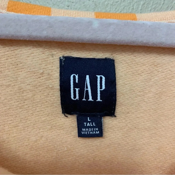GAP Raglan Long Sleeve Pullover Orange Check Large Tall - Picture 2 of 6